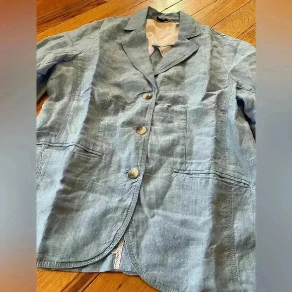 LL BEAN Women's Blue 100% Linen Jacket Blazer 3 Button 287688 Size M Reg NWOT - Picture 4 of 14
